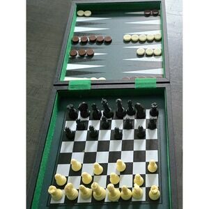 Vintage Magnetic Travel Game Set w/ Pieces‎ Compact Folding Board Portable